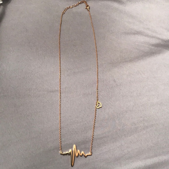 jeulia Jewelry - Rose gold Heartbeat necklace